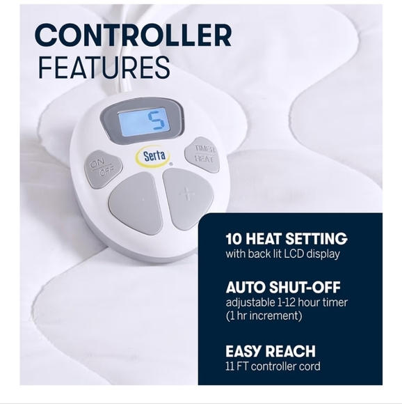 Heated White Quilted Mattress Pad with Controller New - Picture 5 of 15